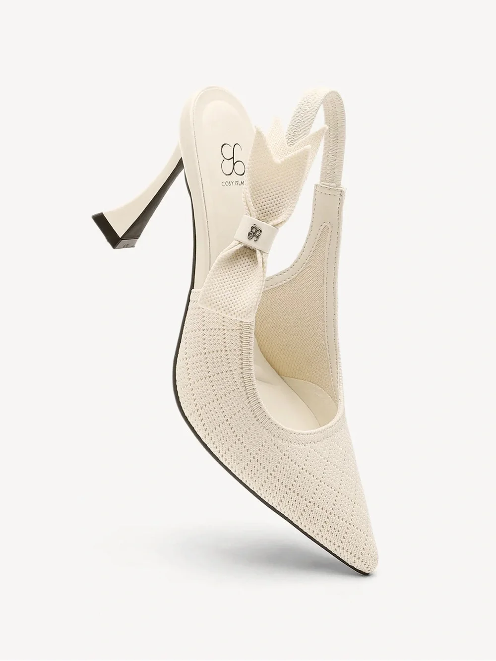 Cosy Island Cream Slingback Bow Heels - Picture 2 of 8